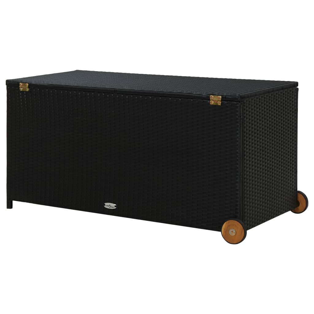vidaXL صندوق تخزين للحديقة أسود 120×65×61 سم بولي روطان