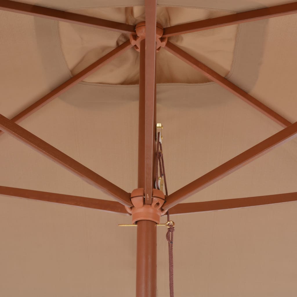 vidaXL مظلة شمسية خارجية مع عمود خشبي 200×300 سم رمادي بني