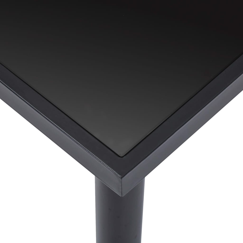 vidaXL طاولة سفرة أسود 200×100×75 سم زجاج مُقسَّى