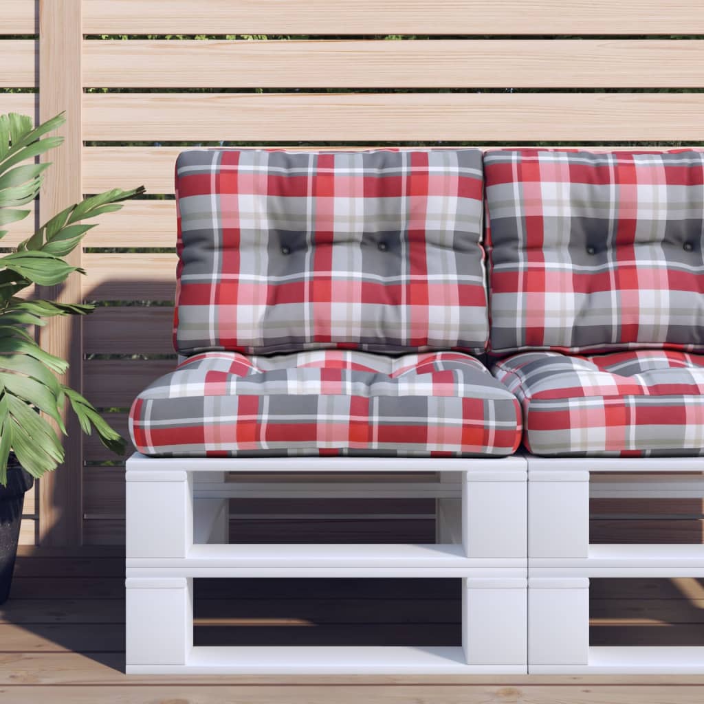 vidaXL وسادة أريكة طبليات نمط كاروهات أحمر 50×40×10 سم