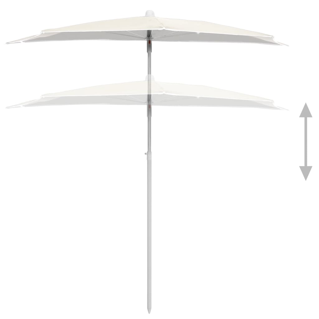 vidaXL مظلة حديقة نصفية مع عمود 180×90 سم رملي