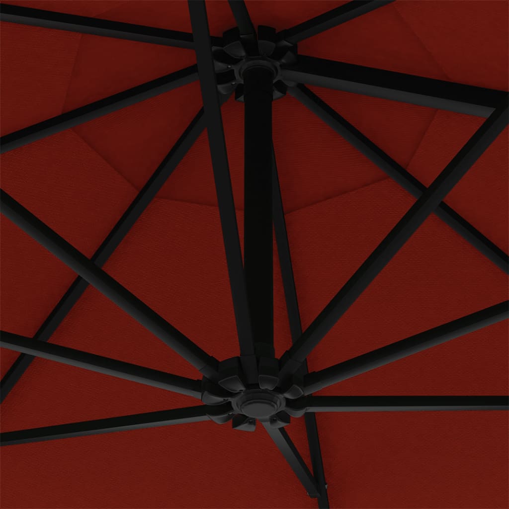 vidaXL مظلة شمسية مثبتة على الجدار مع عمود معدني 300 سم قرميدي