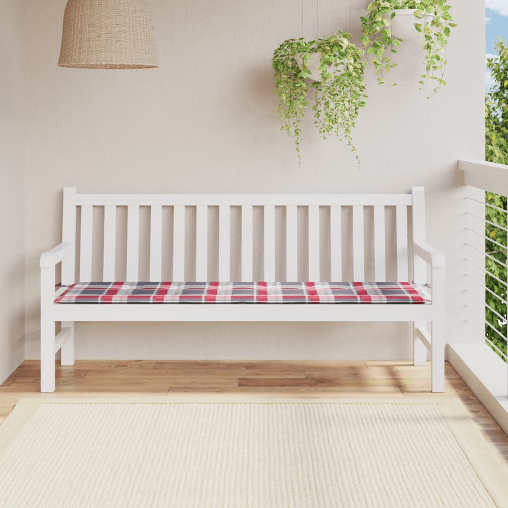 vidaXL وسادة مقعد حديقة نمط كاروهات أحمر 180×50×3 سم قماش