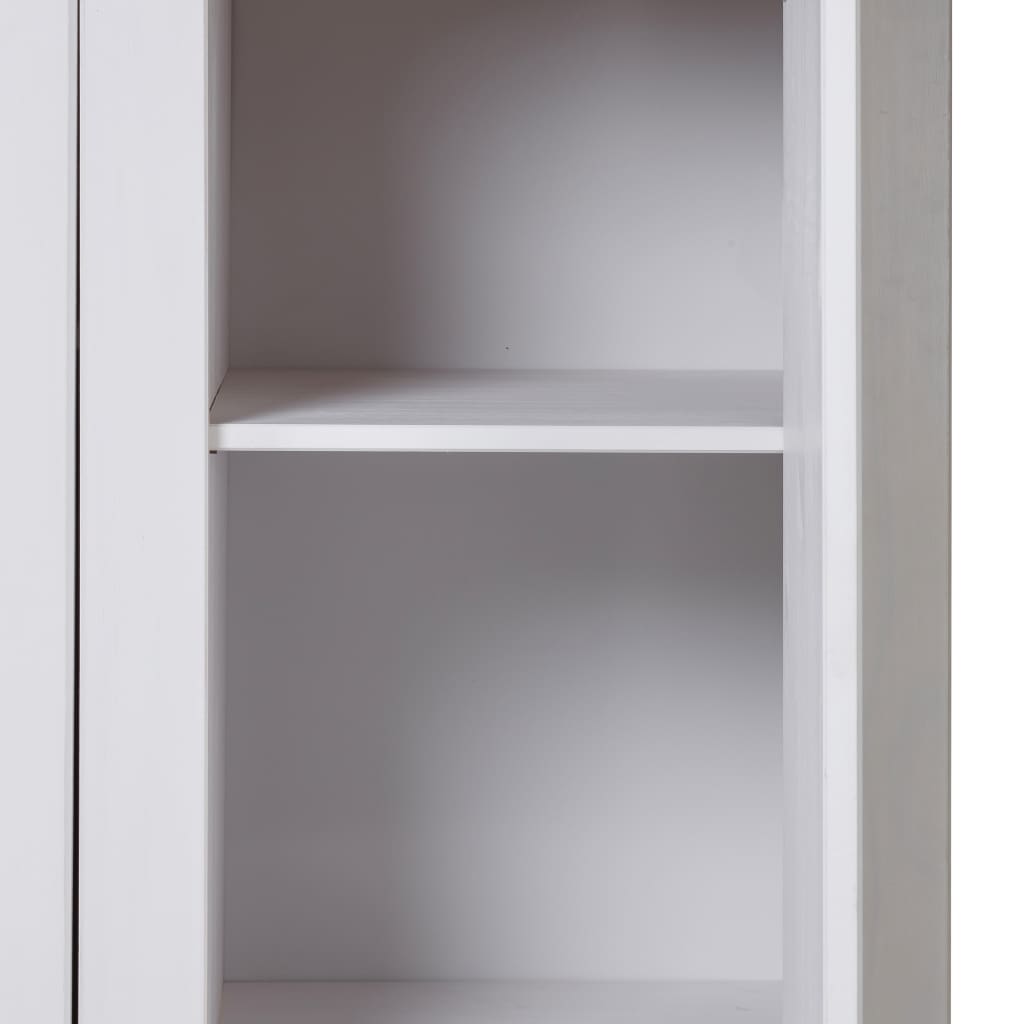 خزانة مرتفعة 3-أبواب أبيض 118× 50× 171.5 سم صنوبر صلب طراز بنما vidaXL