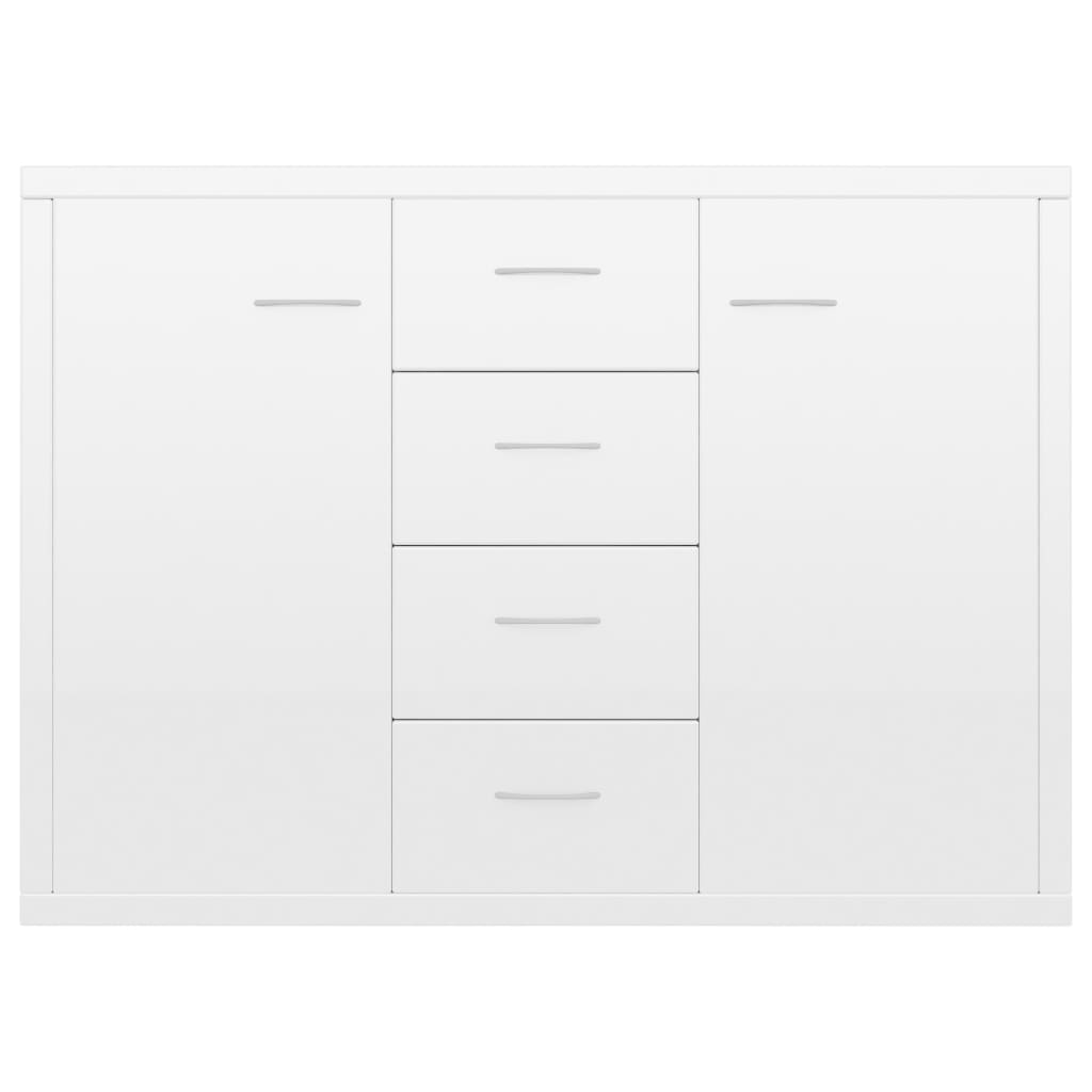 vidaXL خزانة جانبية أبيض لامع 88×30×65 سم خشب حبيبي