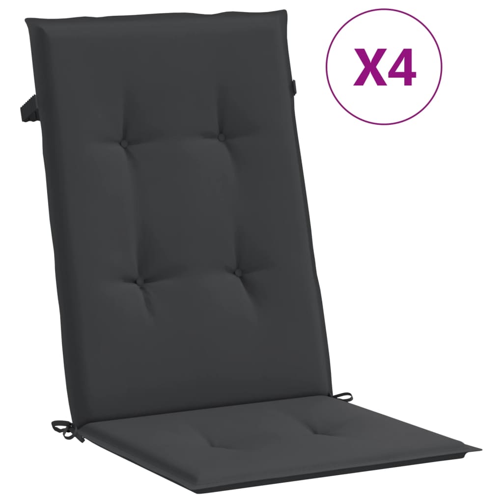 vidaXL وسائد كرسي حديقة 4 ق أسود 120×50×3 سم