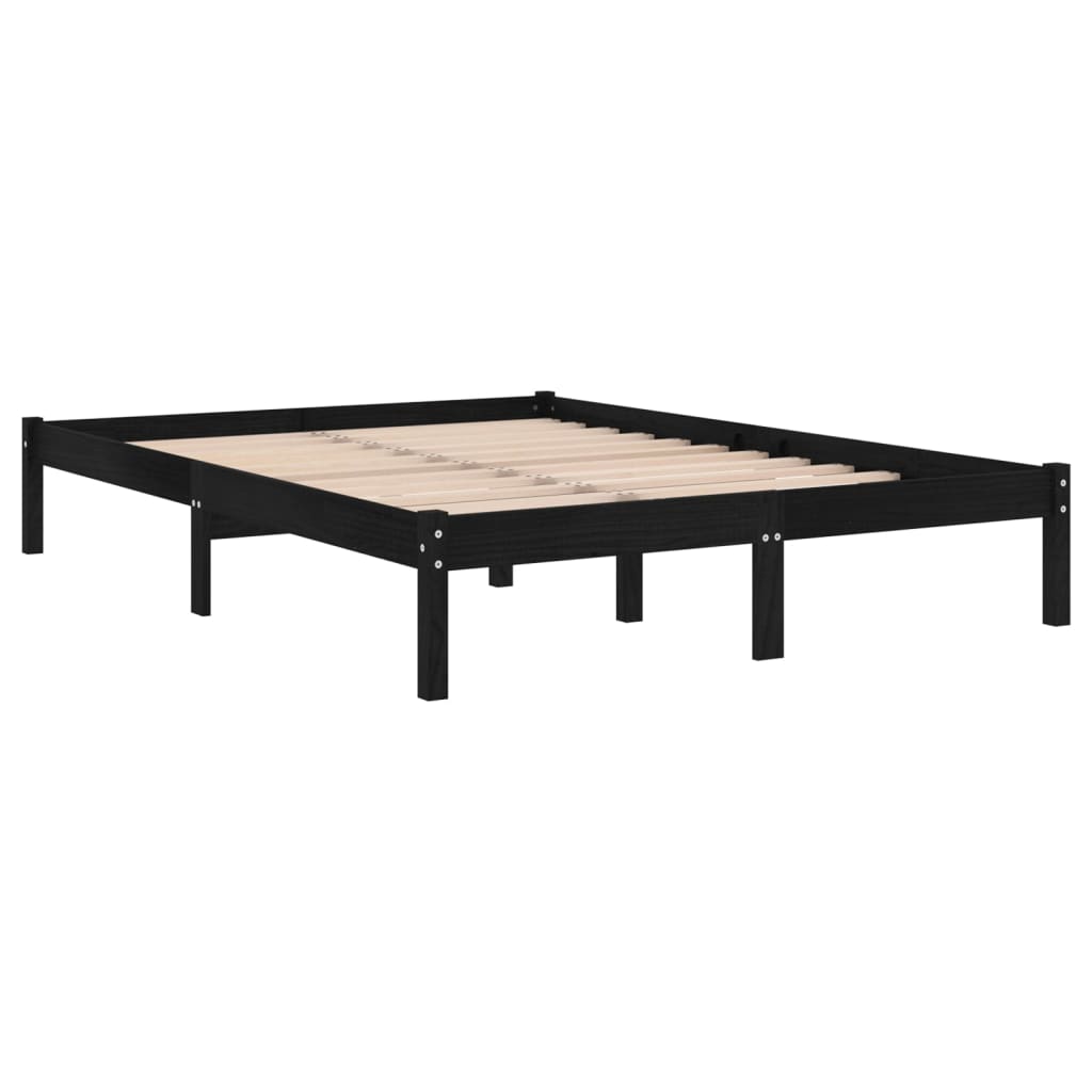 vidaXL إطار سرير خشب صنوبر صلب أسود 180×200 سم 6FT سوبر كينج