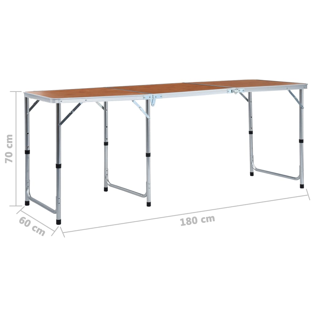 vidaXL طاولة تخييم قابلة للطي ألومنيوم 60×180 سم