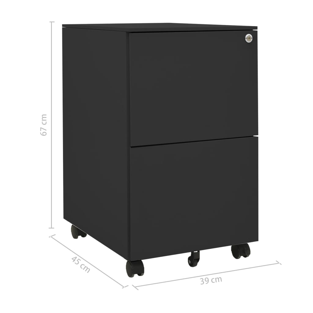 vidaXL خزانة ملفات متحركة أنثراسيت 39×45×67 سم فولاذ