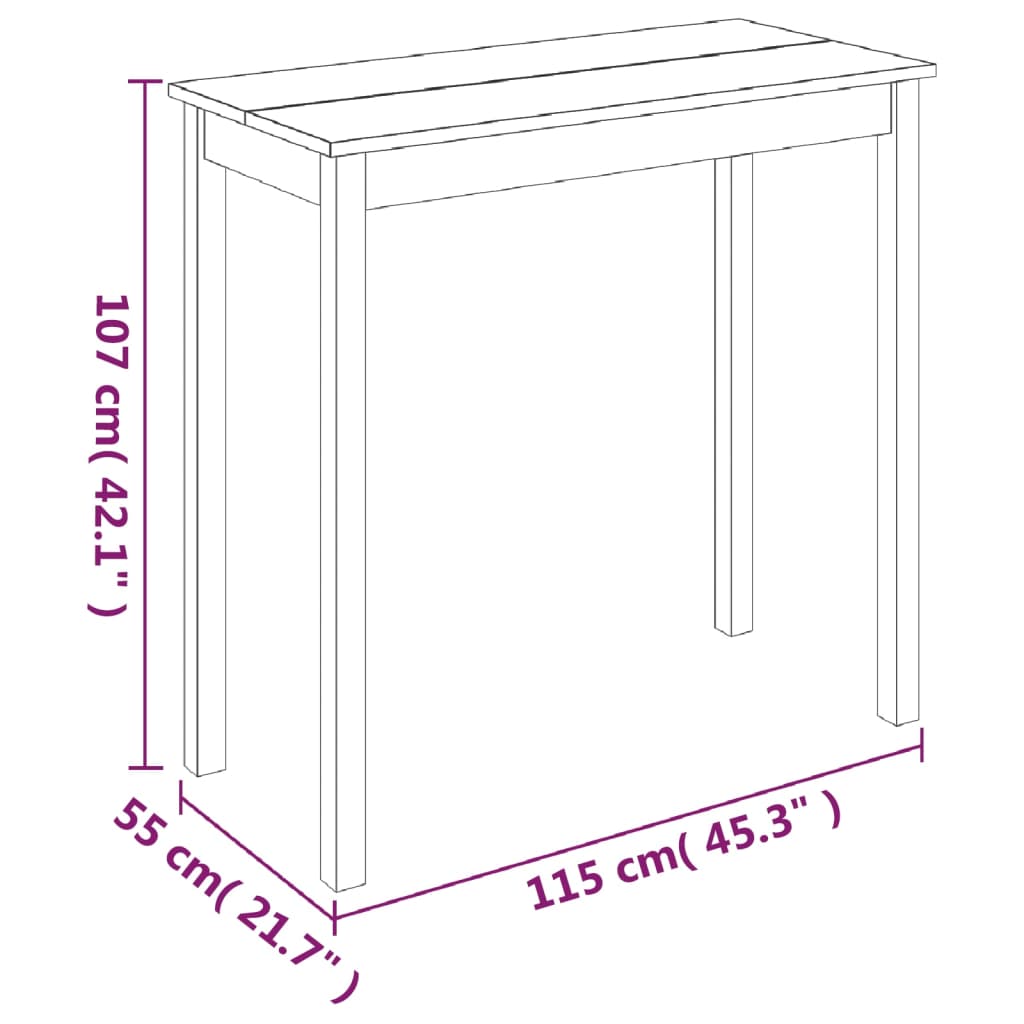 vidaXL طاولة بار خشب MDF أسود 115×55×107 سم