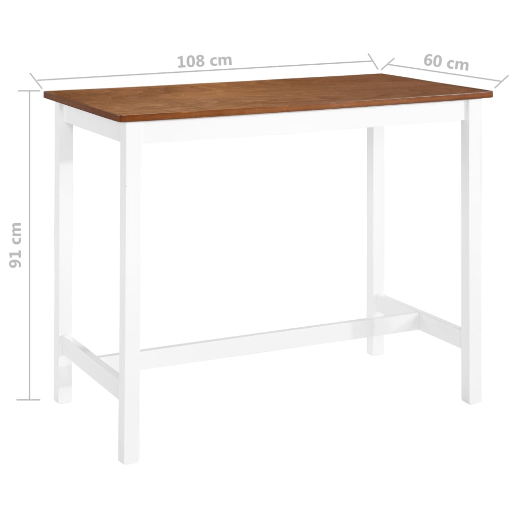 vidaXL طاولة بار خشب صلب 108×60×91 سم