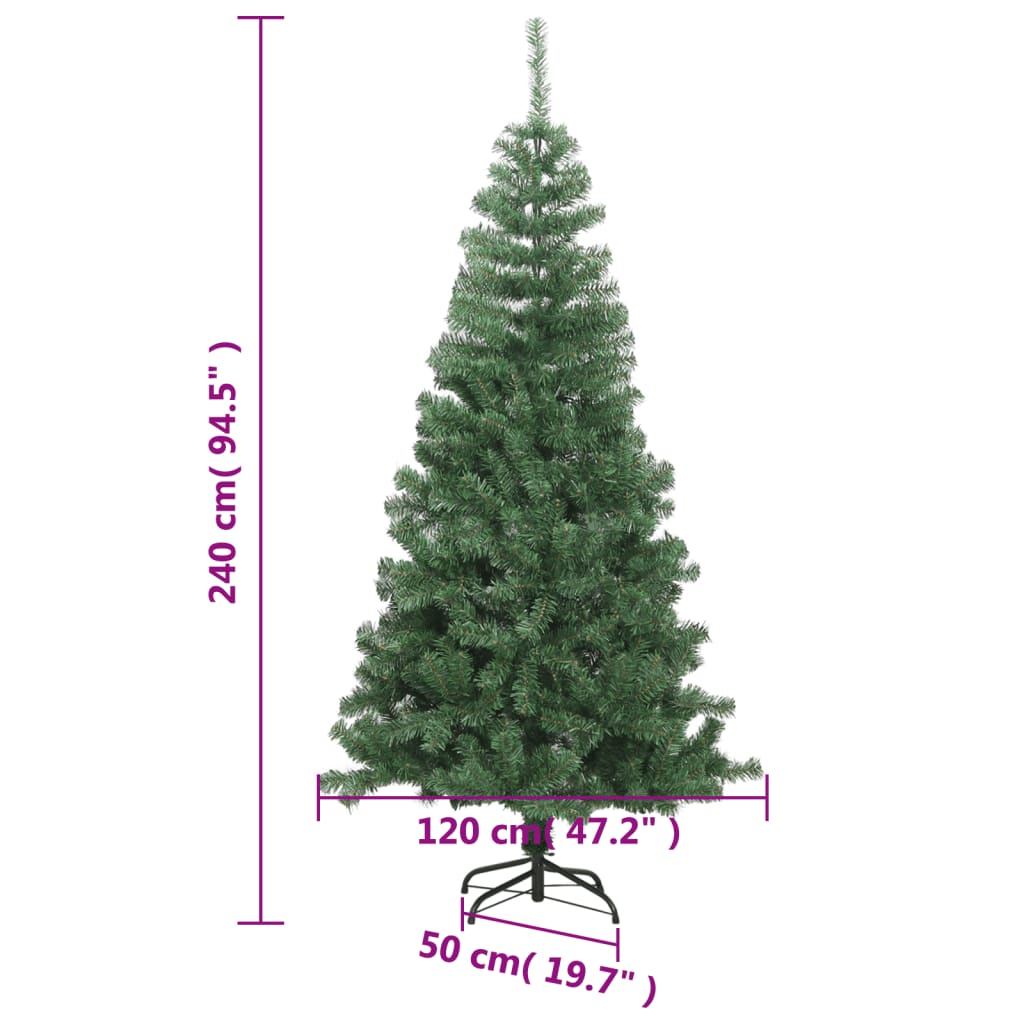 vidaXL شجرة كريسماس صناعية مقاس كبير 240 سم أخضر