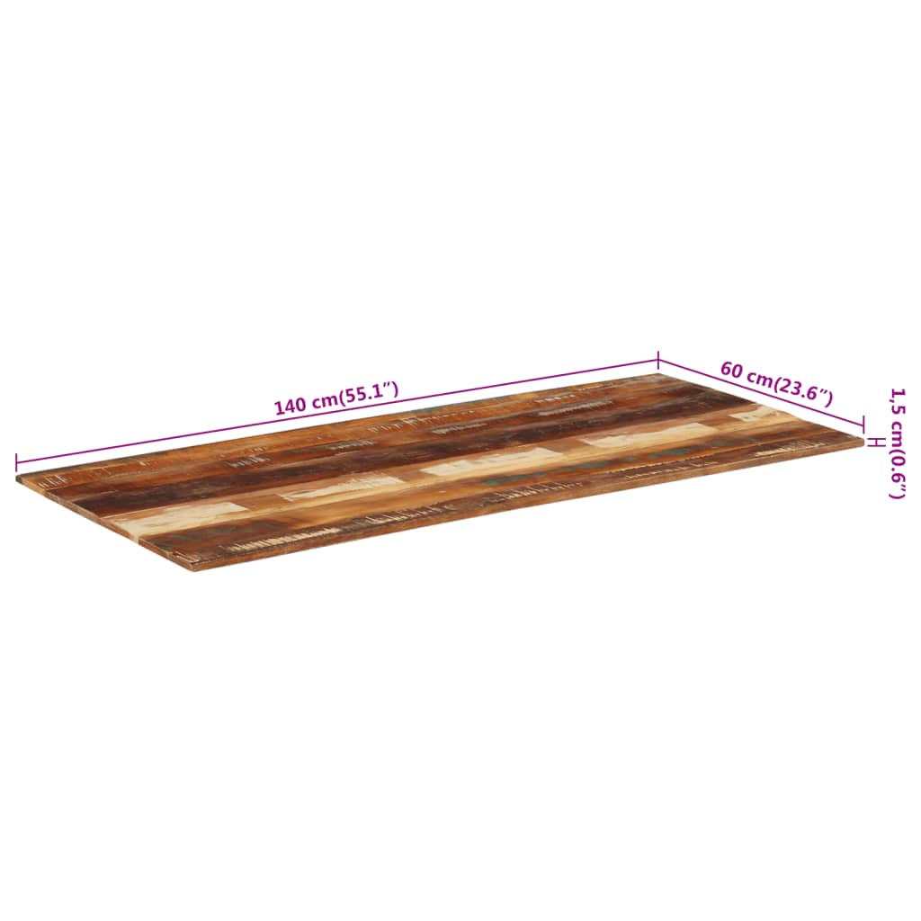 vidaXL سطح طاولة مستطيل 60×140 سم 15-16 ملم خشب صلب مستصلح