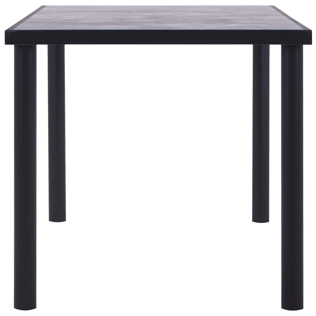 vidaXL طاولة سفرة أسود ورمادي أسمنتي 160×80×75 سم خشب MDF