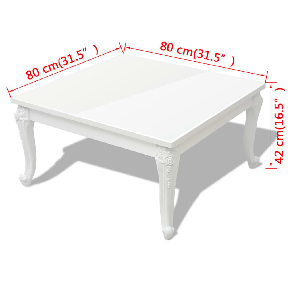 vidaXL طاولة قهوة 80×80×42 سم أبيض شديد اللمعان