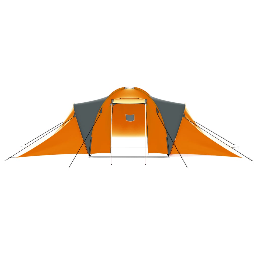 vidaXL خيمة تخييم تتسع لـ 9 أشخاص قماش رمادي وبرتقالي