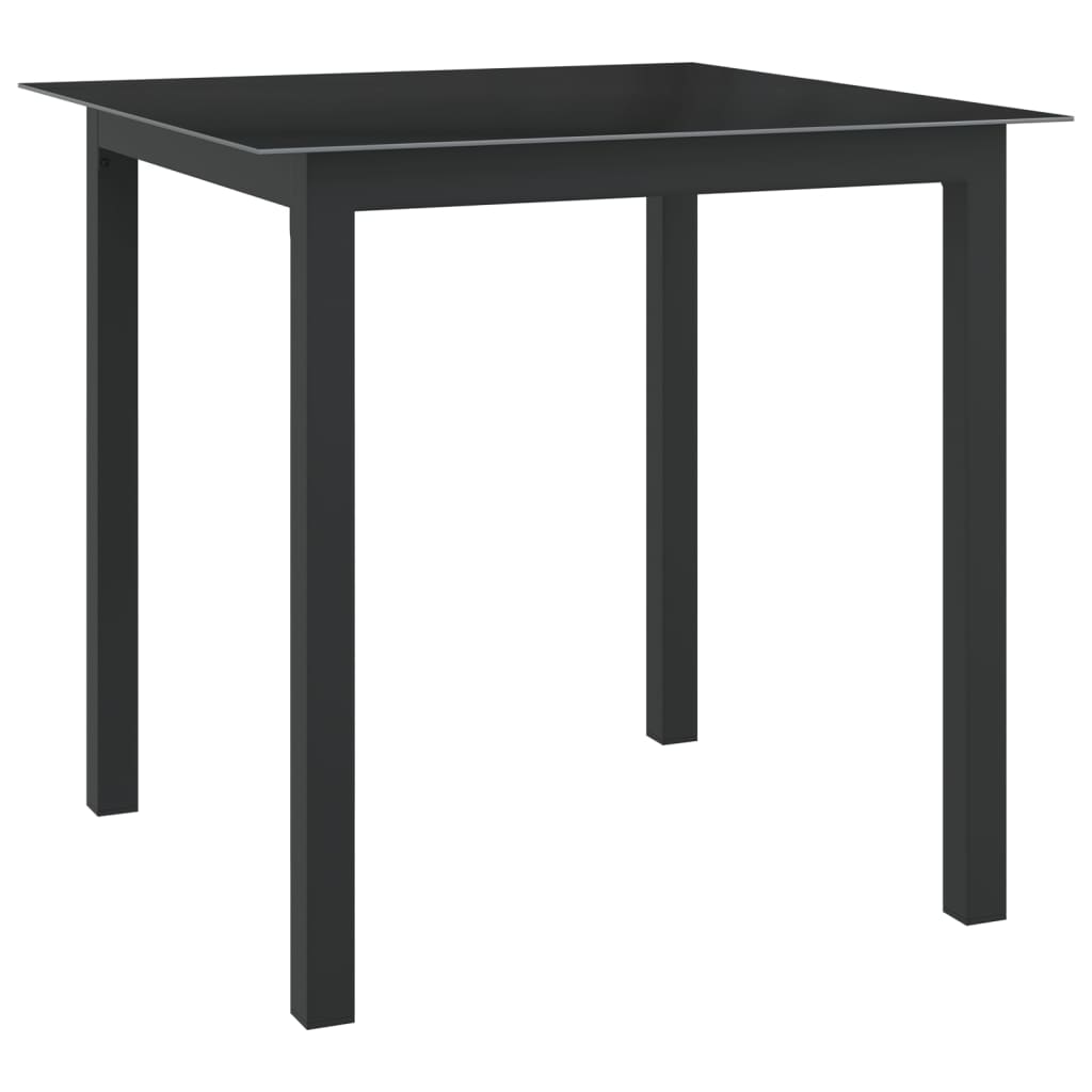 vidaXL طاولة حديقة أسود 80×80×74 سم ألومنيوم وزجاج
