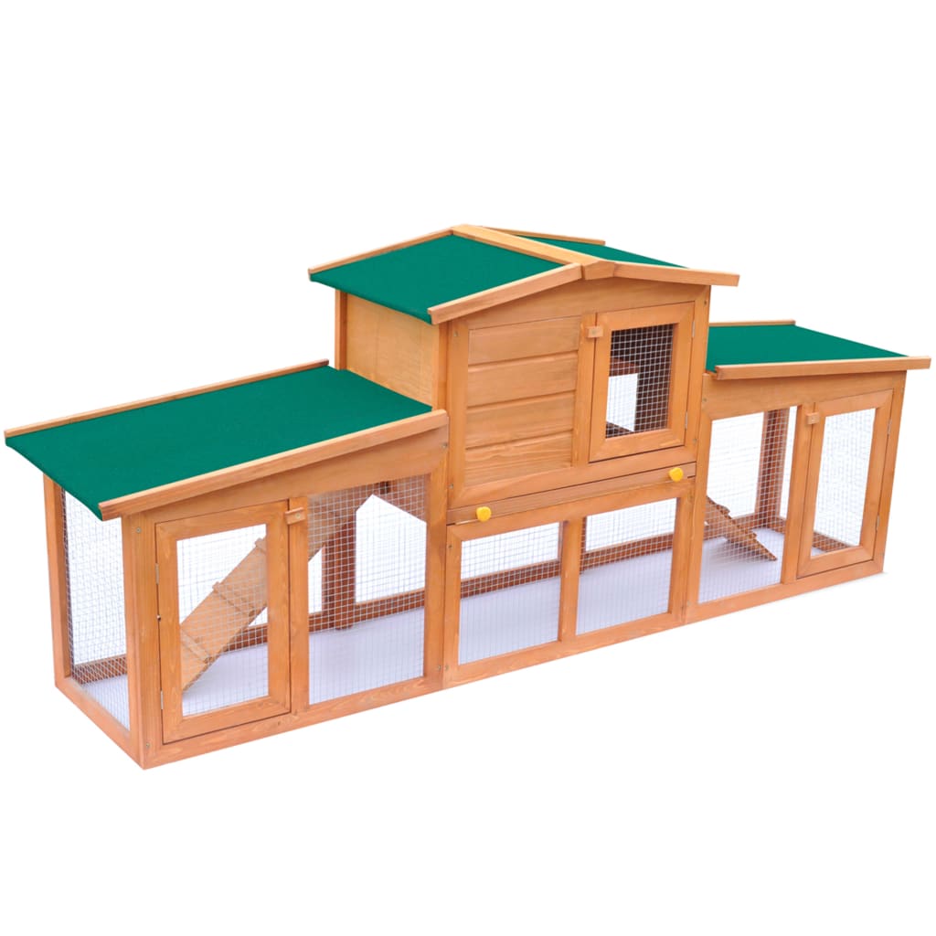 vidaXL قفص أرانب كبير منزل الحيوانات الصغيرة قفص الحيوانات الأليفة مع أسقف خشب