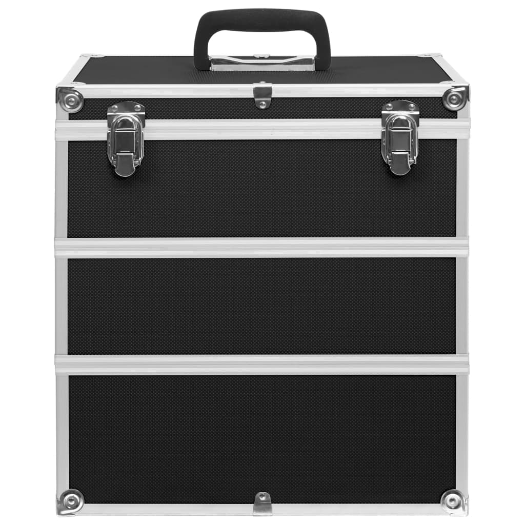 vidaXL حقيبة مكياج 37×24×40 سم أسود ألومنيوم