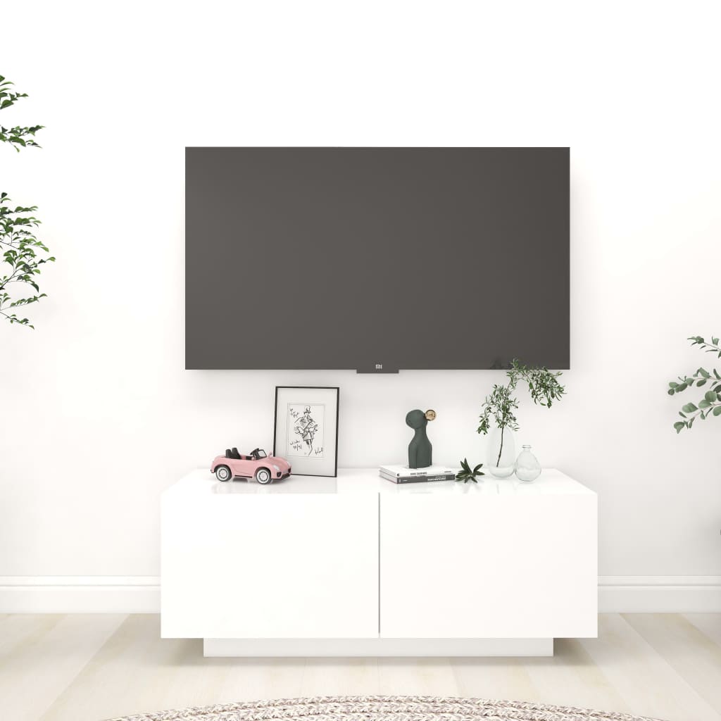 804436 vidaXL خزانة تلفزيون أبيض 100×35×40 سم خشب صناعي