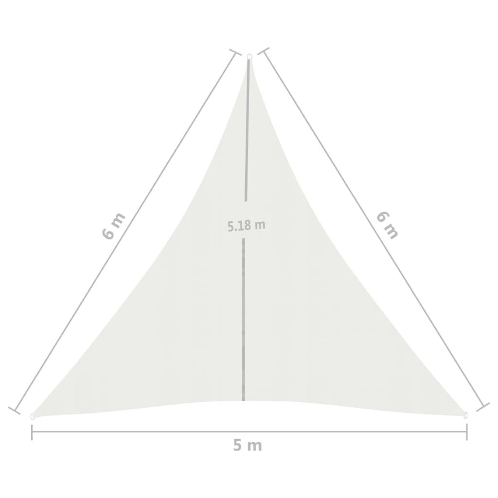 vidaXL مظلة شراعية 160 جم/م² أبيض 5×6×6 م HDPE