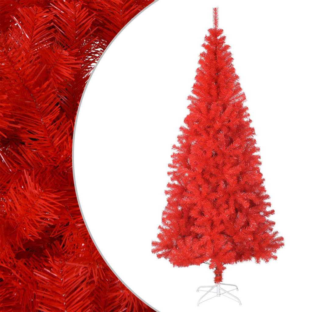 vidaXL شجرة كريسماس صناعية مع حامل أحمر 180 سم PVC