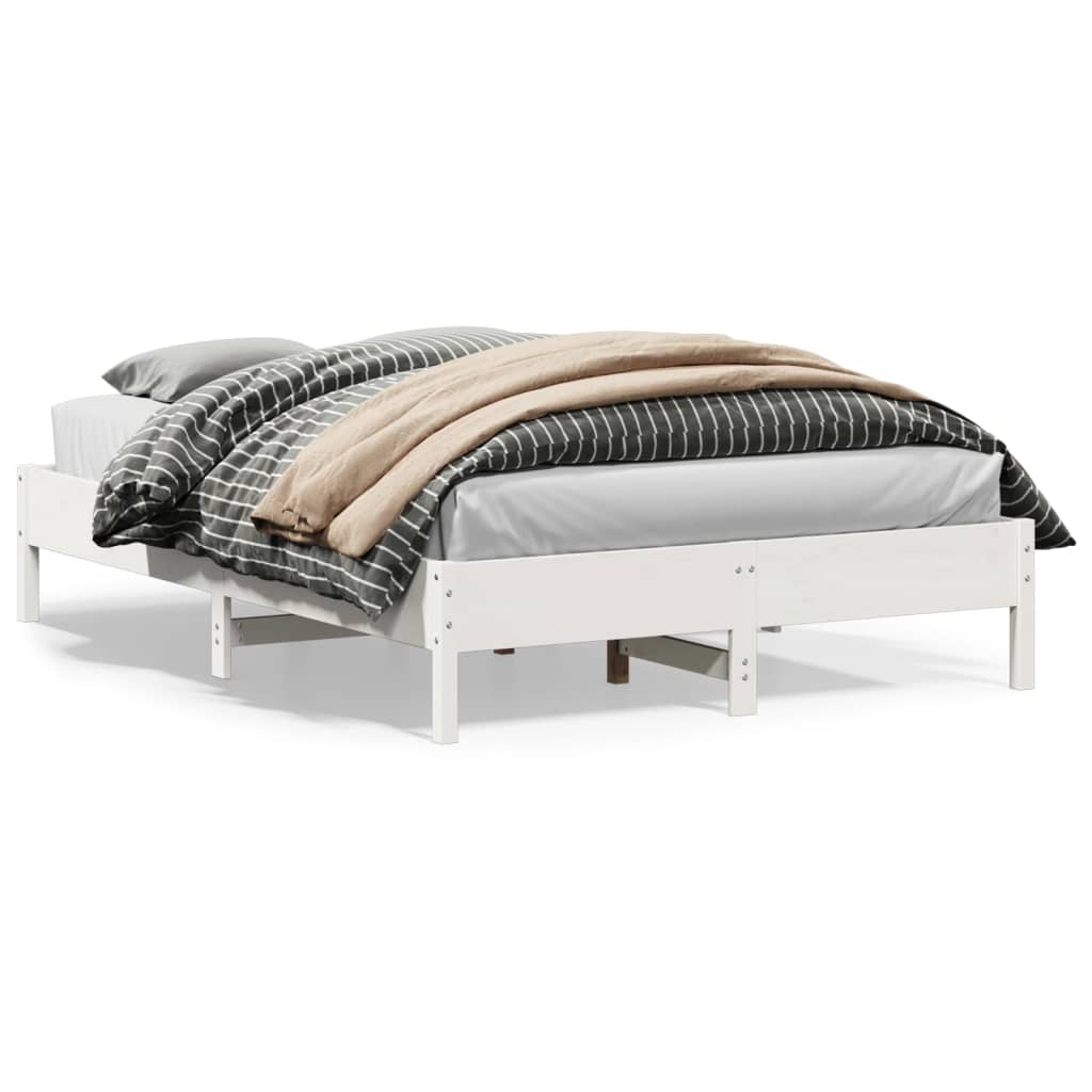 vidaXL إطار سرير لون أبيض 200x140 سم خشب صلب صنوبر