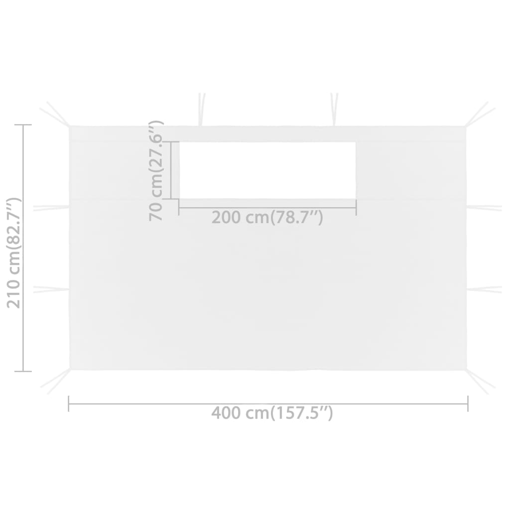 vidaXL جدران جازيبو جانبية مع نوافذ 2 ق 4×2.1 م أبيض 70 جم/م²