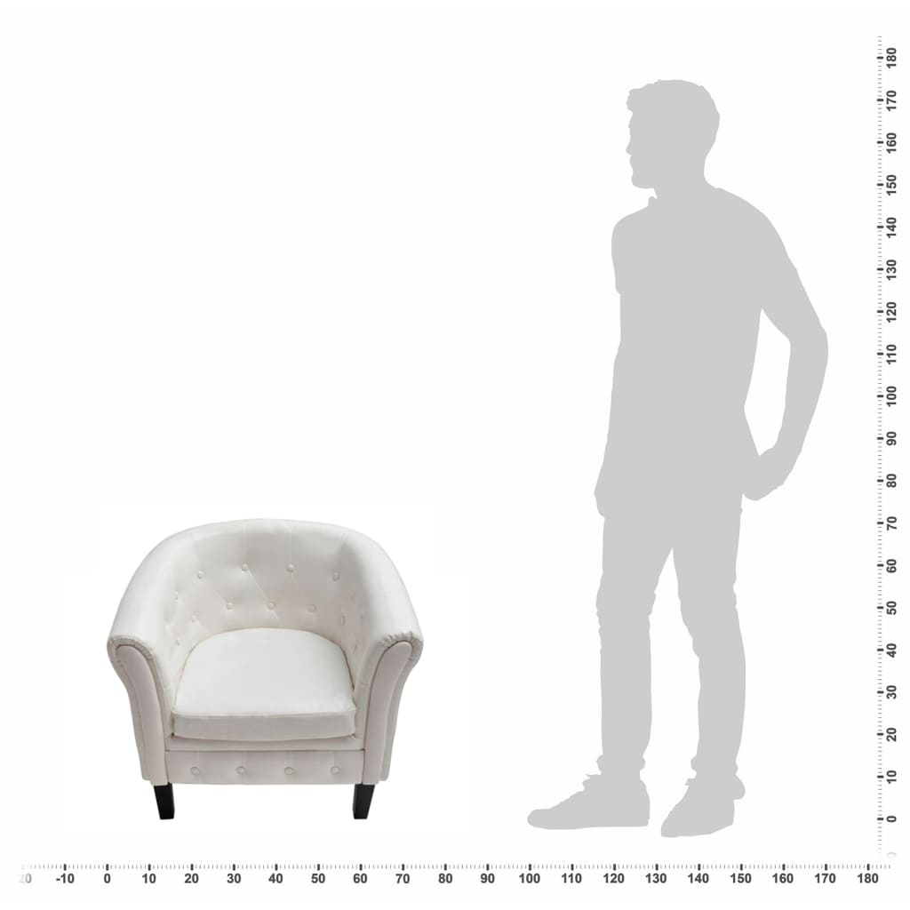 vidaXL كرسي مستدير أبيض جلد صناعي