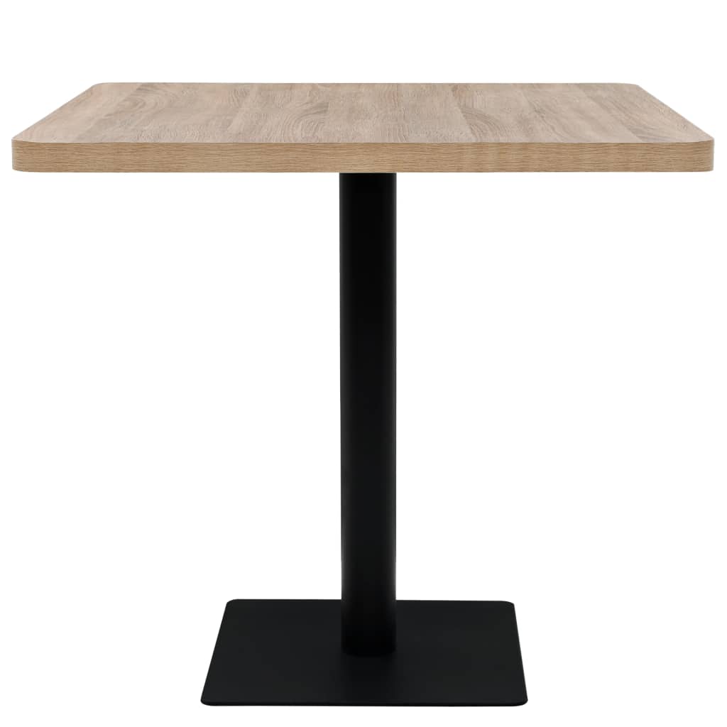 vidaXL طاولة بيسترو خشب MDF وفولاذ 80×80×75 سم لون البلوط