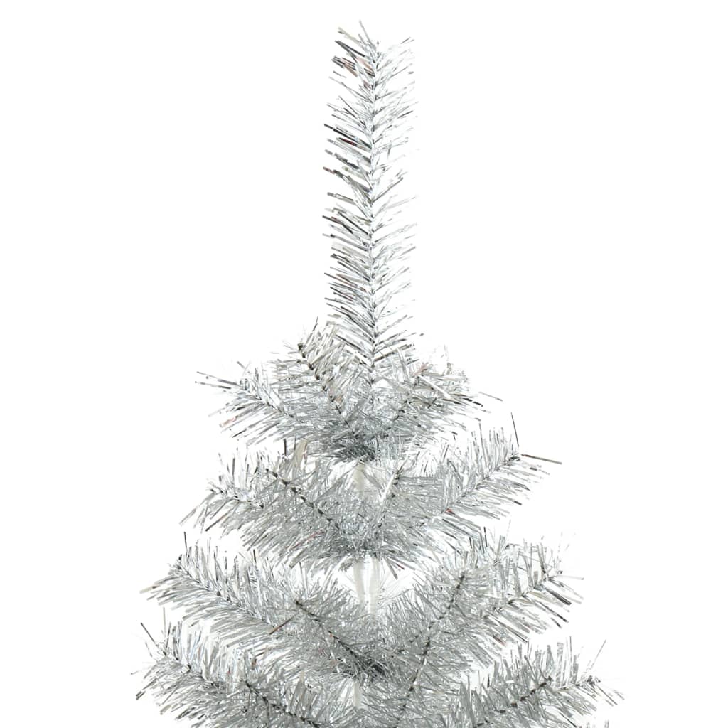 vidaXL شجرة كريسماس صناعية مع حامل فضي 150 سم PET