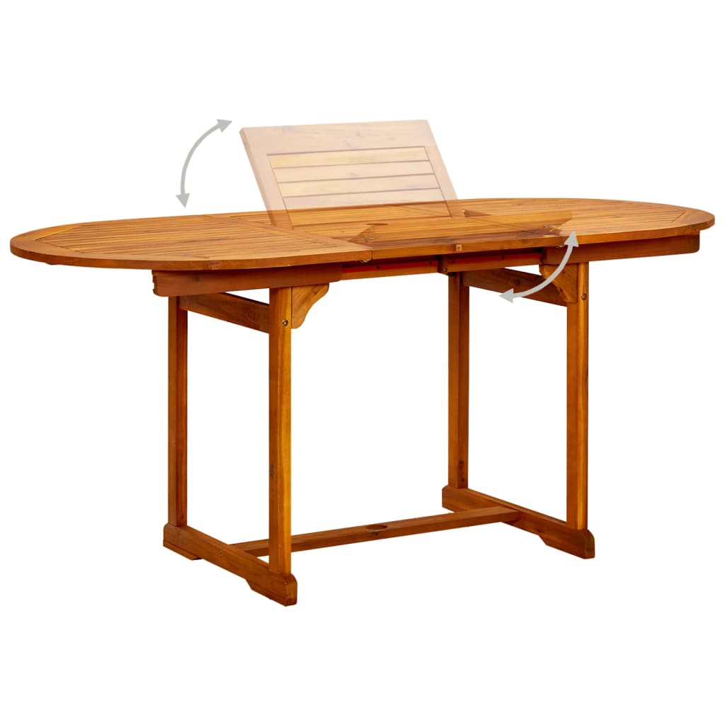vidaXL طاولة سفرة حديقة (120-170)×80×74 سم خشب أكاسيا صلب