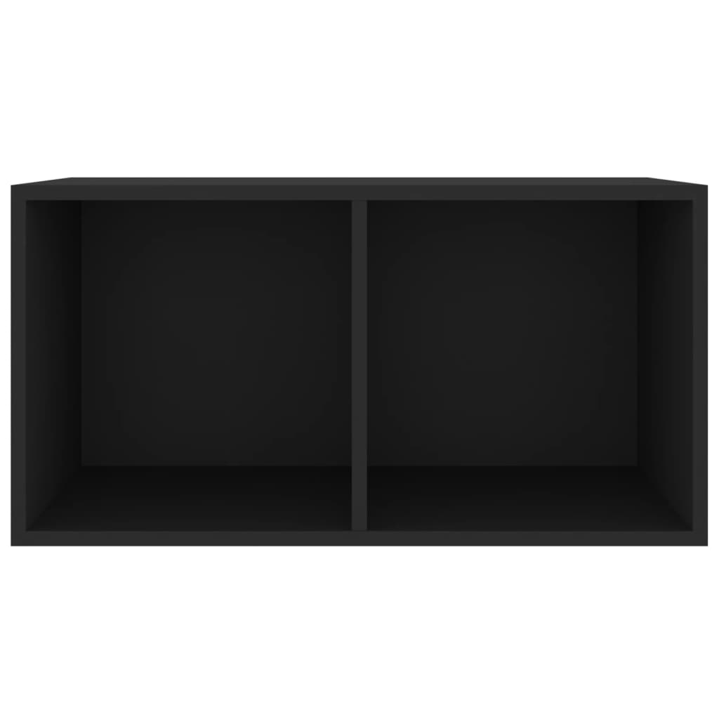 vidaXL صندوق تخزين فينيل أسود 71×34×36 سم خشب حبيبي