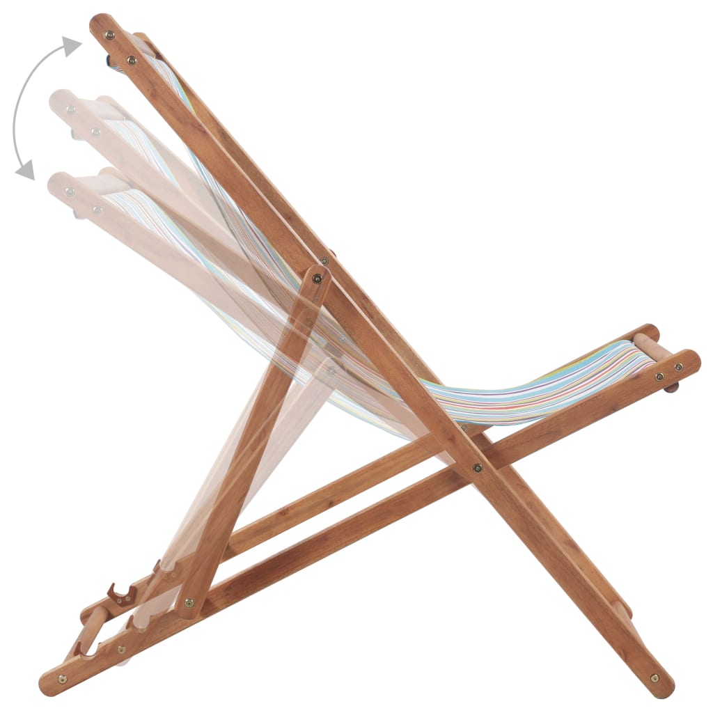 vidaXL كرسي شاطئ قابل للطي قماش مع إطار خشبي متعدد الألوان