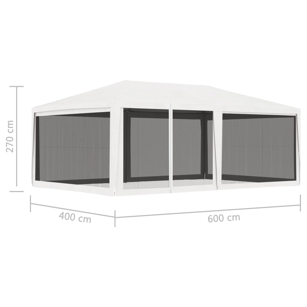 vidaXL خيمة حفلات مع 4 جدران جانبية شبكية 4×6 م أبيض