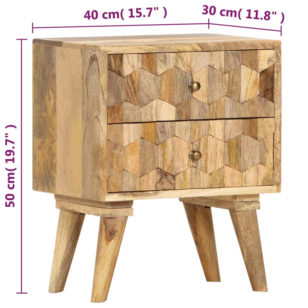 vidaXL خزانة سرير جانبية 40×30×50 سم خشب مانجو صلب