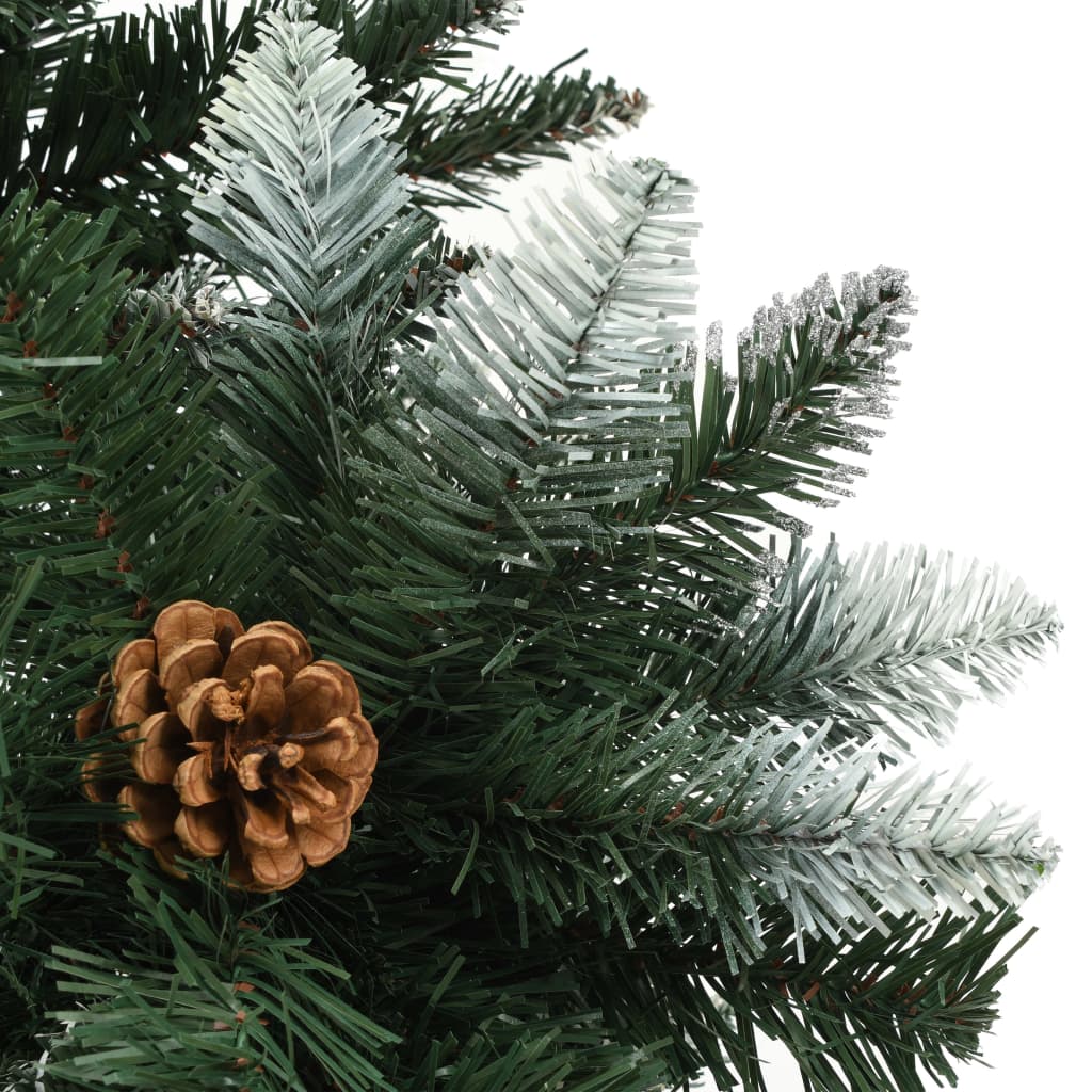vidaXL شجرة كريسماس صناعية مع أكواز صنوبر ولميع أبيض 180 سم
