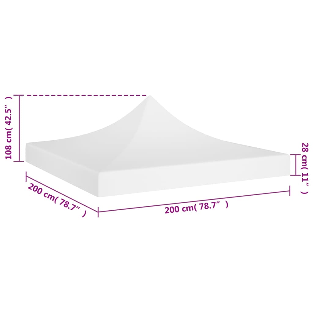 vidaXL سقف خيمة حفلات 2×2 م أبيض 270 جم/م²