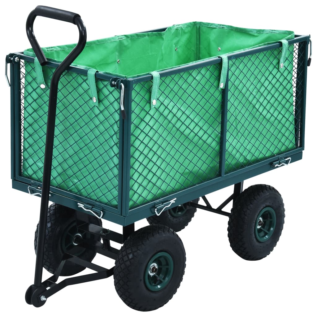 vidaXL عربة حديقة يدوية لون أخضر 350 كغم