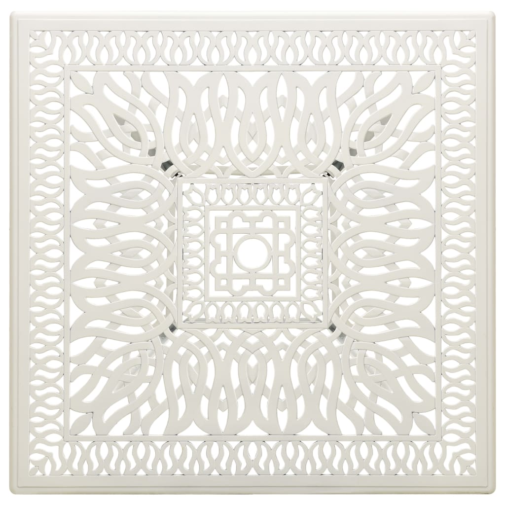 vidaXL طاولة حديقة أبيض 90×90×73 سم ألومنيوم مصبوب