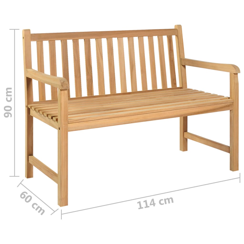 vidaXL Garden Bench 114 cm Solid Teak Wood