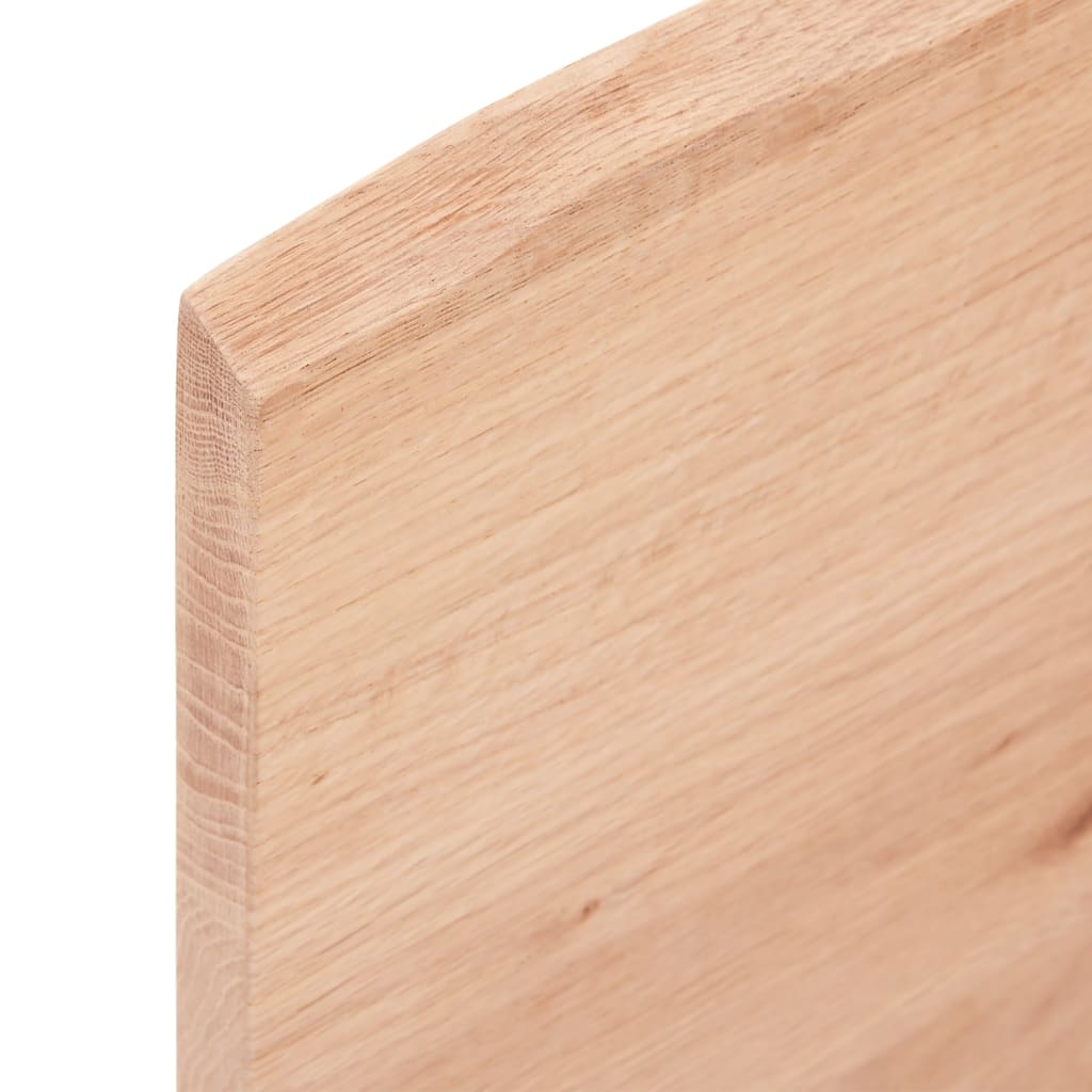 vidaXL سطح طاولة لون بني فاتح 2x50x80 سم خشب بلوط صلب معالج وحواف خام