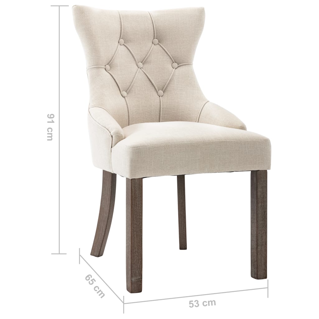 vidaXL Dining Chairs 2 pcs Beige Fabric