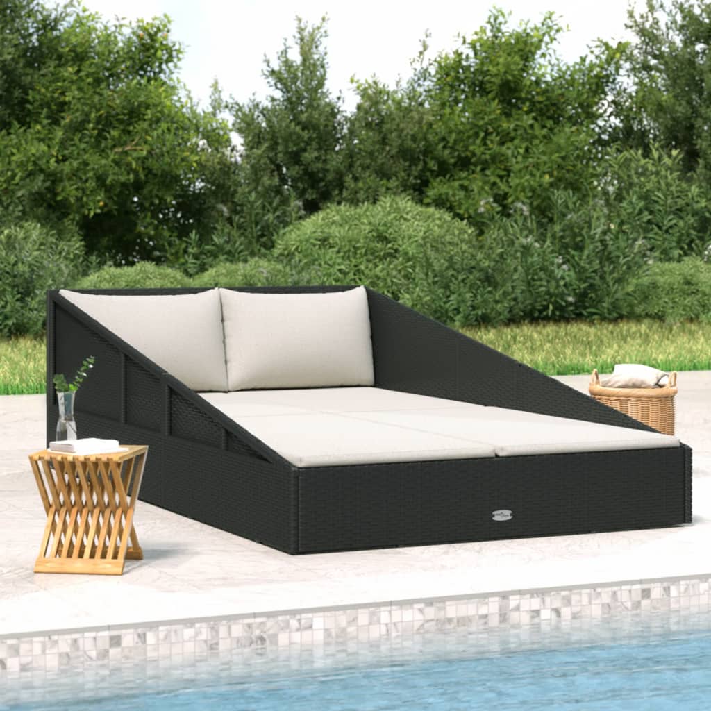 vidaXL سرير حديقة لون أسود 110×200 سم بولي روطان