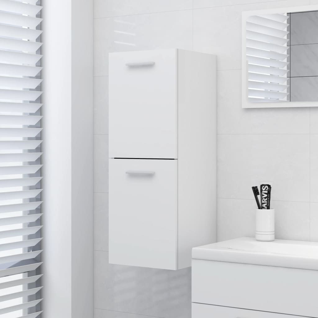 vidaXL خزانة حمام أبيض 30×30×80 سم خشب صناعي