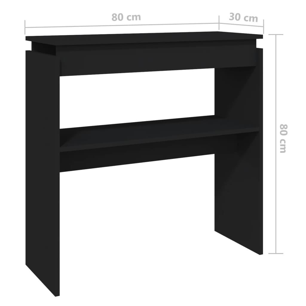 vidaXL طاولة كونسول أسود 80×30×80 سم خشب حبيبي