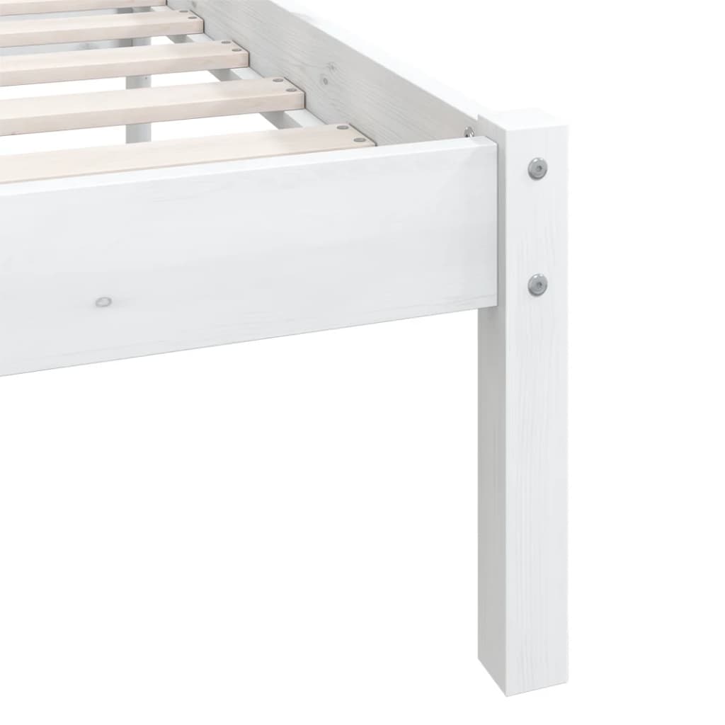 vidaXL إطار سرير خشب صنوبر صلب أبيض 160×200 سم