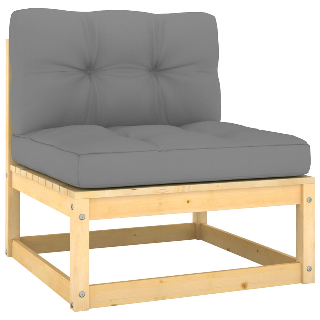 vidaXL أريكة حديقة 3-مقاعد مع وسائد خشب صنوبر صلب (805720+805730)