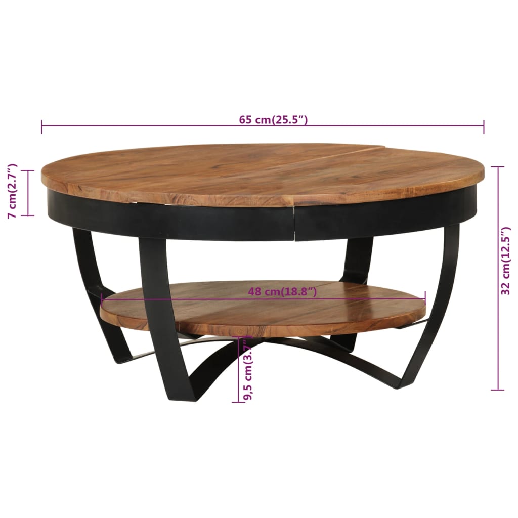 vidaXL طاولة قهوة 65×65×32 سم خشب أكاسيا صلب