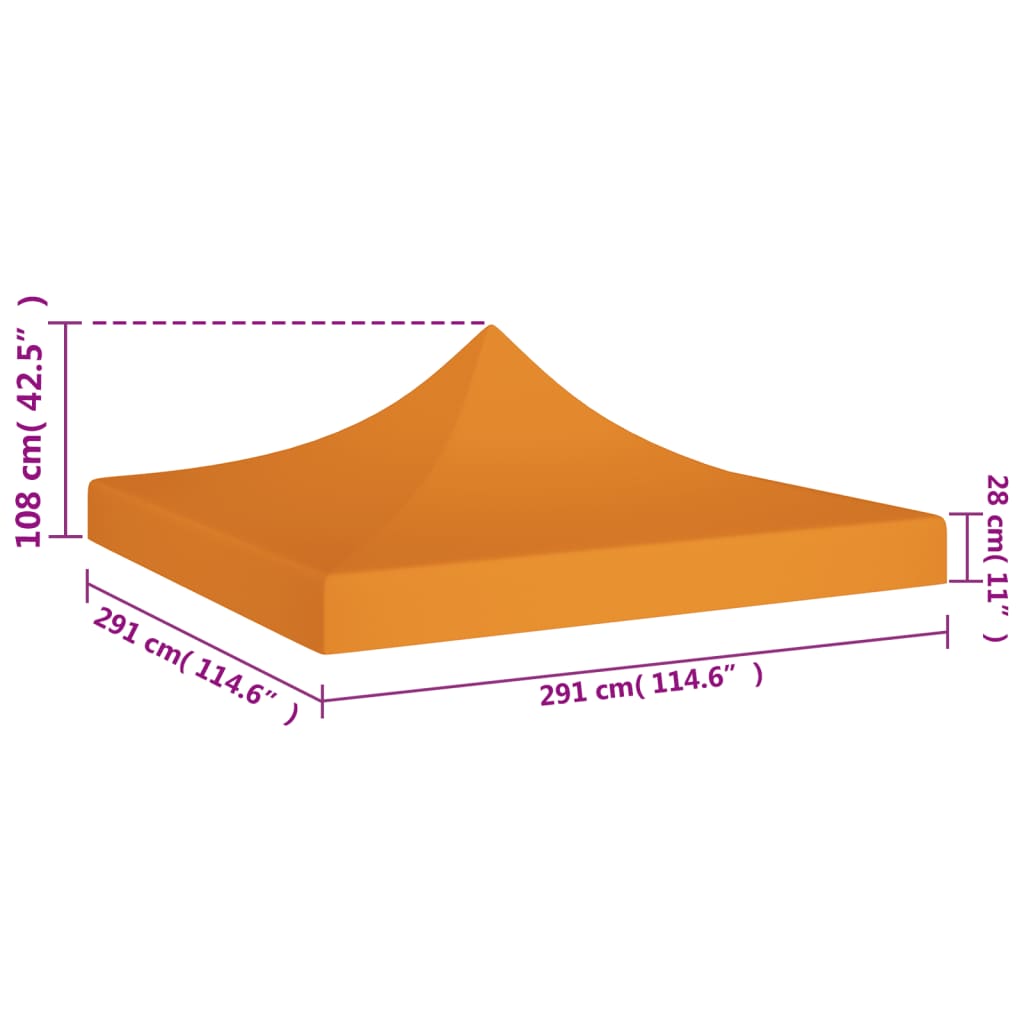 vidaXL سقف خيمة حفلات 3×3 م برتقالي 270 جم/م²